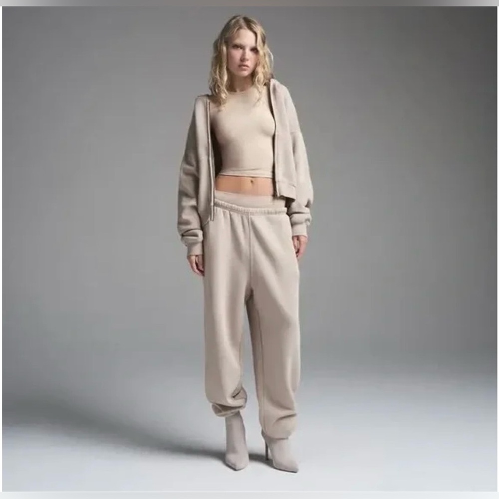 SKIMS Taupe-Cream Lounge Zip Hoodie
